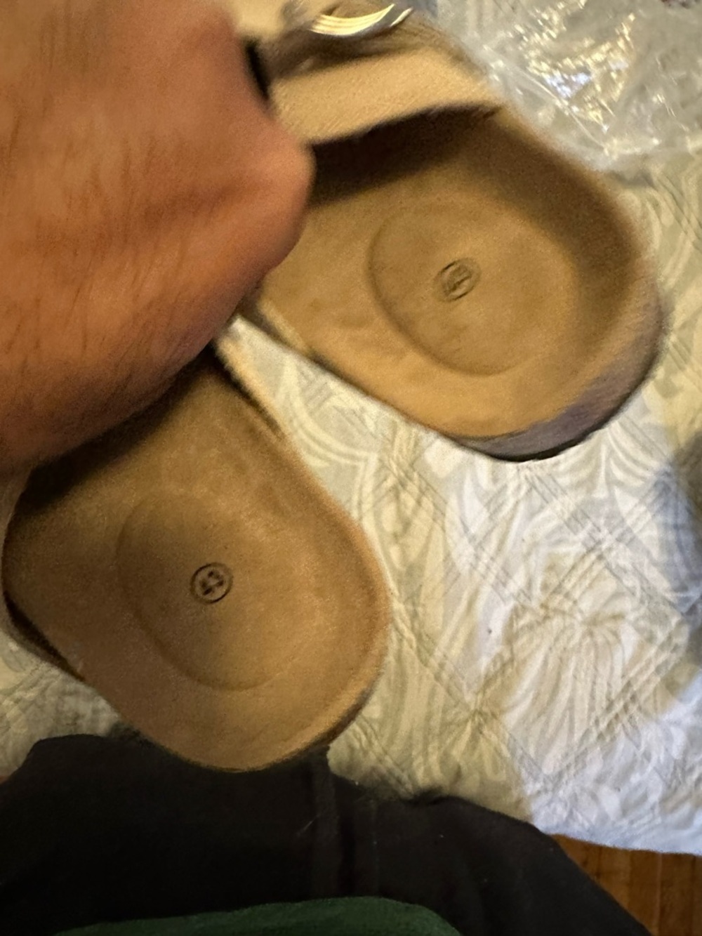 Suede Buckle Clog Slide in Beige - Picture 2 of 8